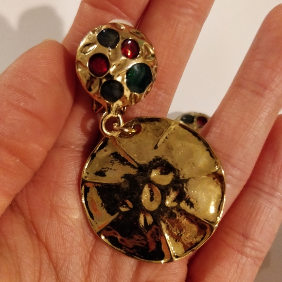 (3/$15) vintage clip-on color disk earrings - Picture 4 of 6